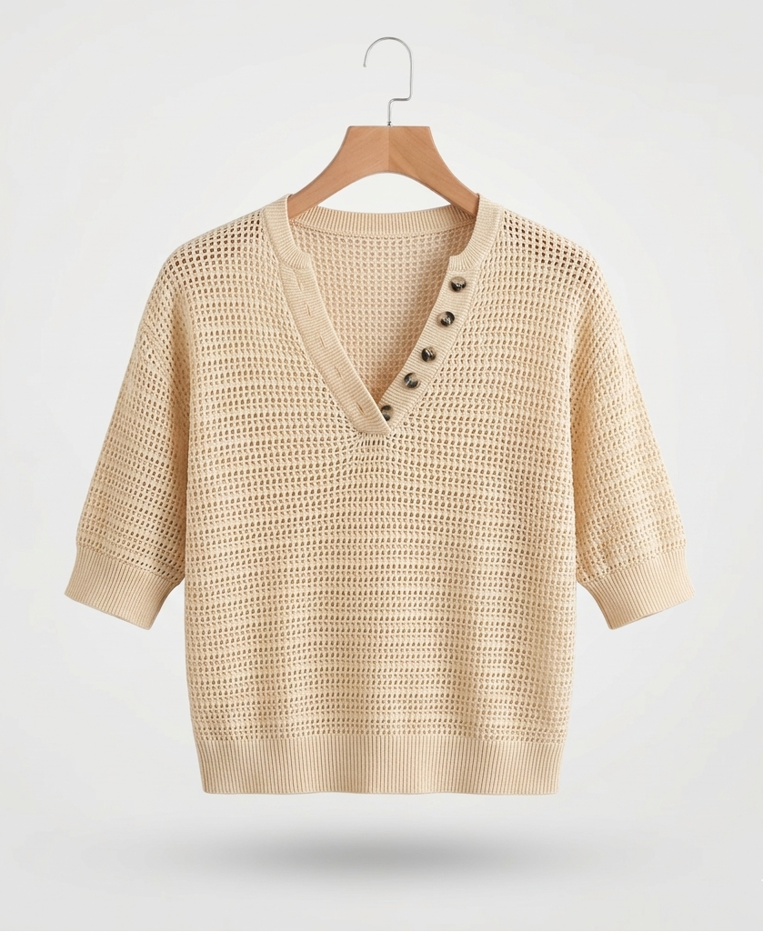 Vibonanza | Damesblouse V-hals Korte Mouw