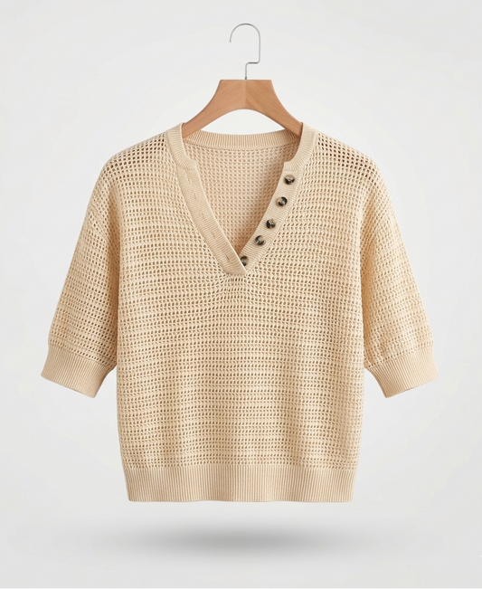 Vibonanza | Damesblouse V-hals Korte Mouw