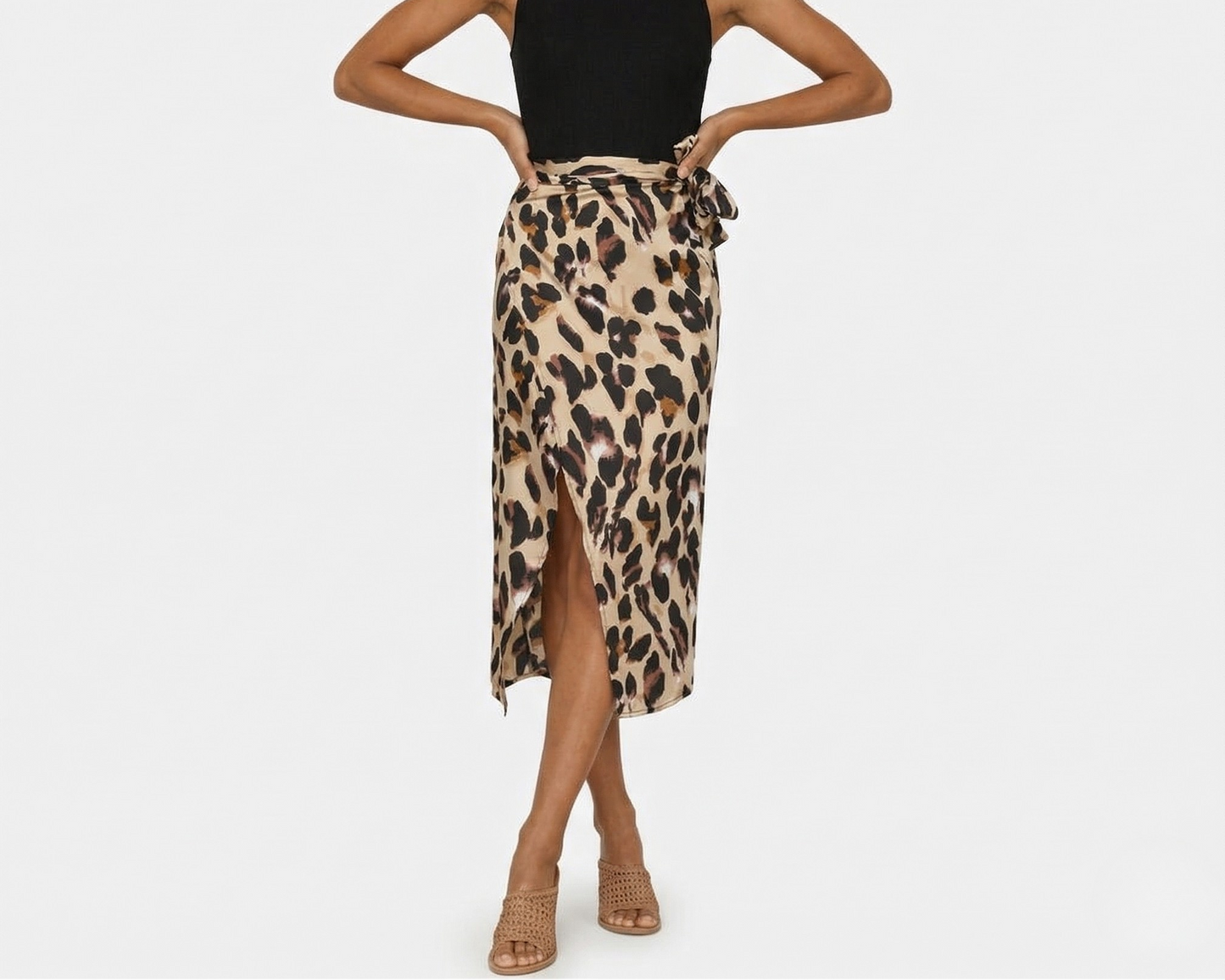 Vibonanza | Elegante Luipaardprint Midi Rok van Katoen