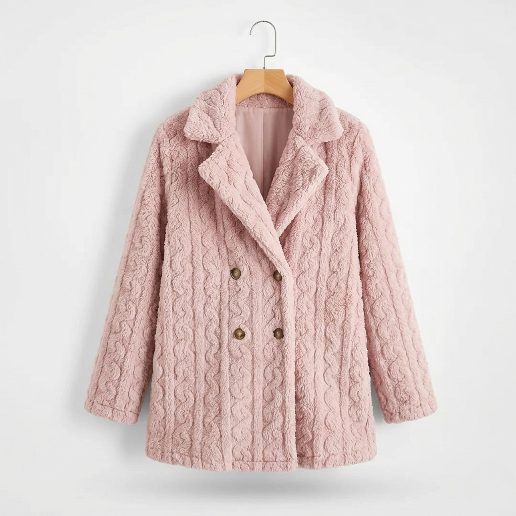 Vibonanza | Dames Pastelroze Gebreide Mantel