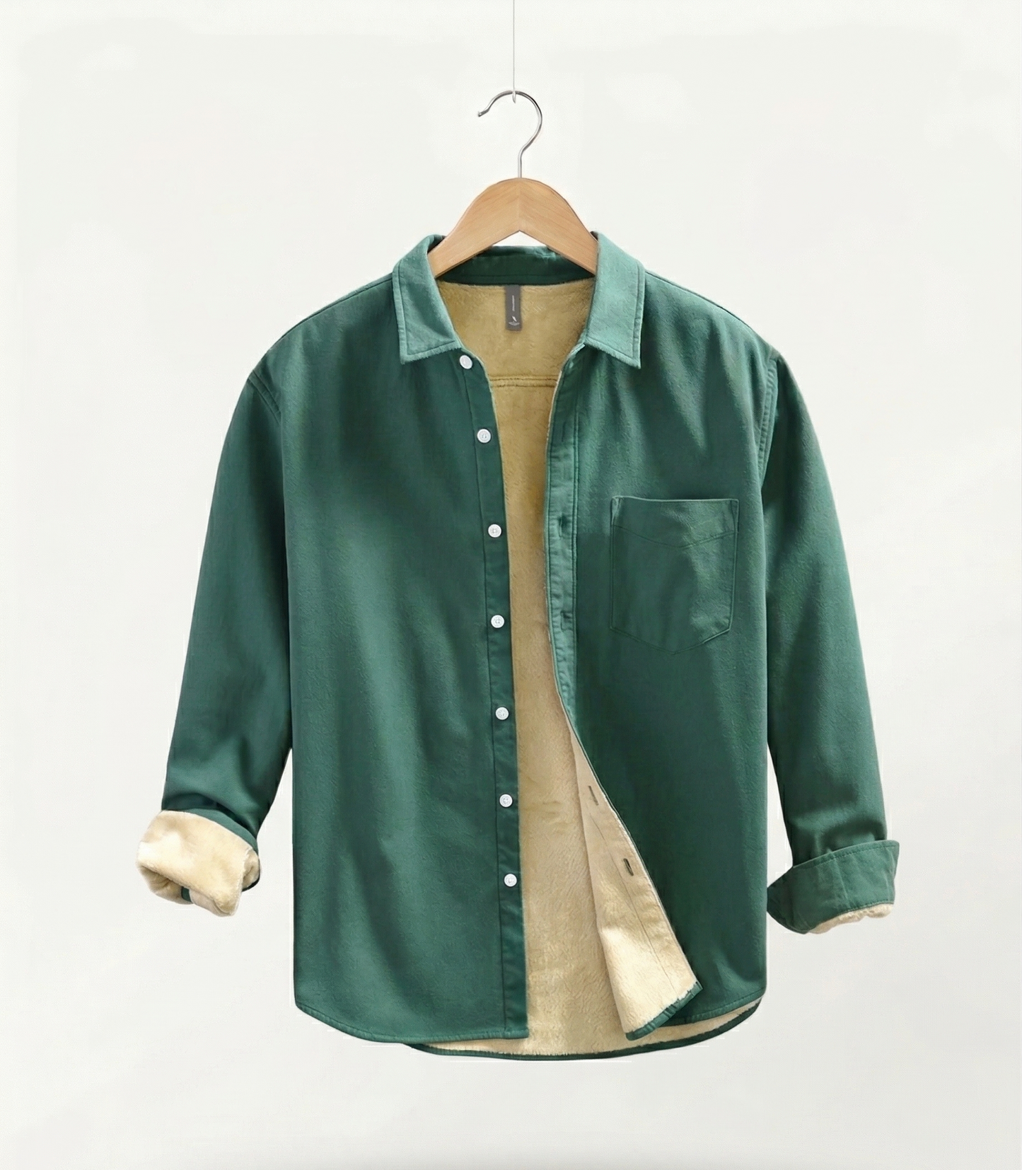 Vibonanza | Heren Fleece Voering Overhemd Groen
