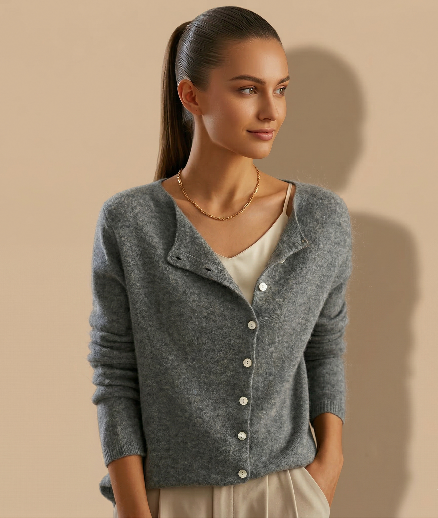 Vibonanza | Damesvest Katoen-polyester met Knopen