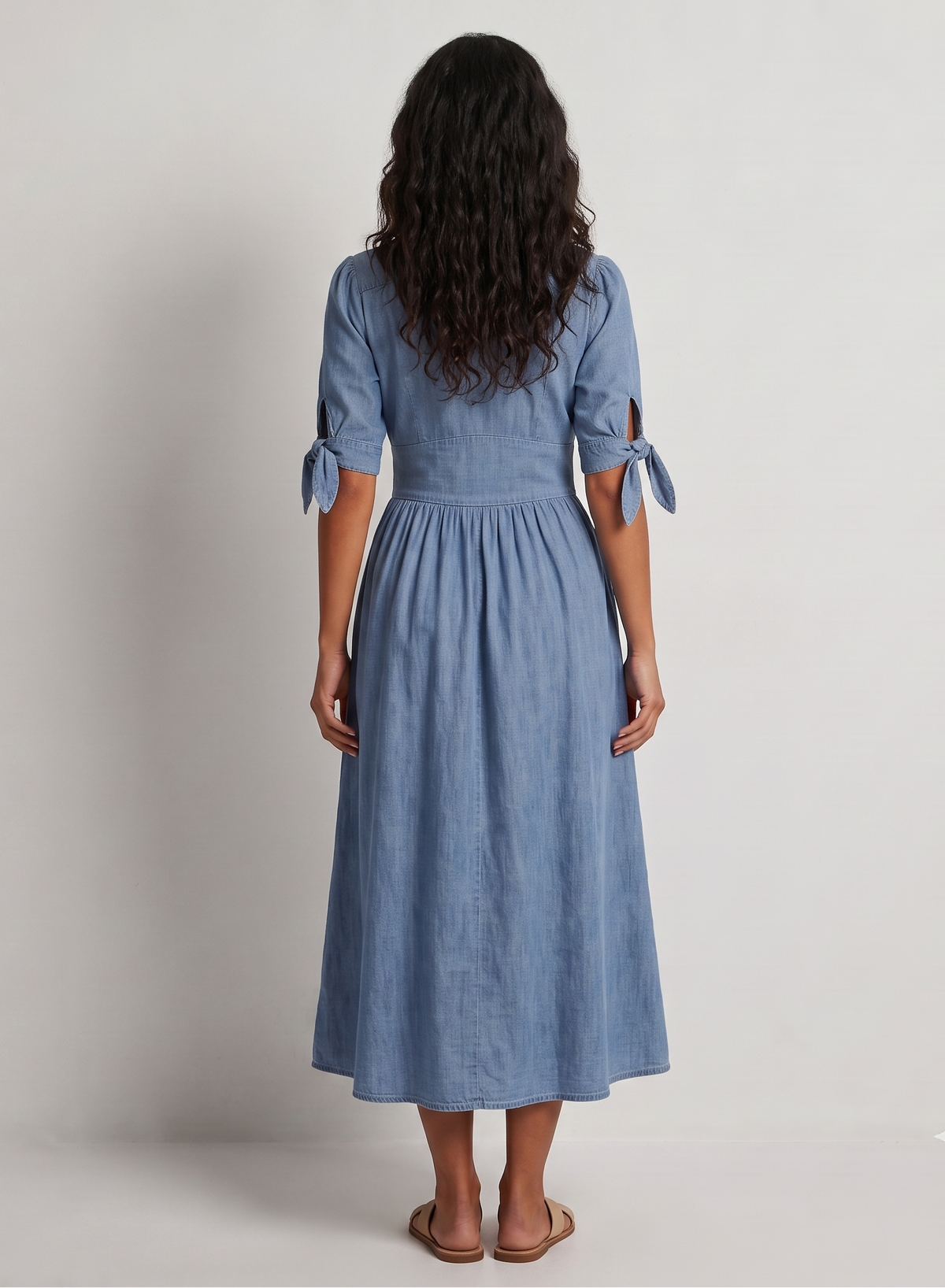 Vibonanza | Dames Denim Zomerjurk V-hals met Split