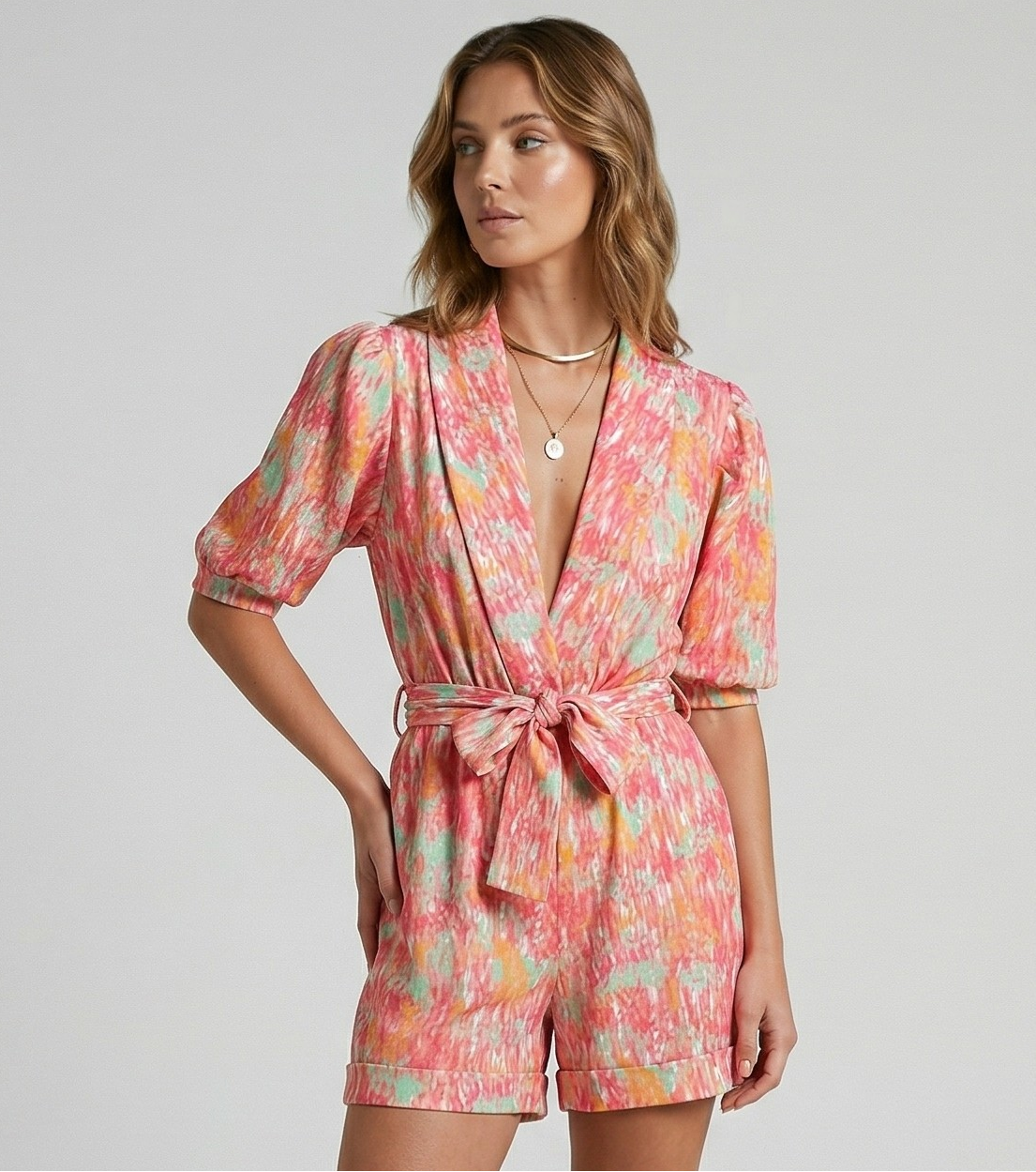 Vibonanza | Zomerse Jumpsuit V-Hals Met Strikceintuur