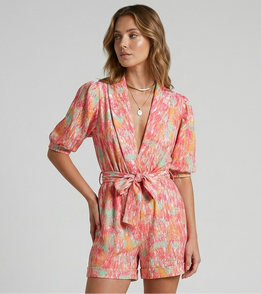 Vibonanza | Zomerse Jumpsuit V-Hals Met Strikceintuur