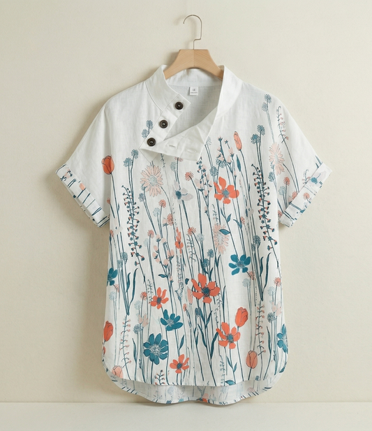 Vibonanza | Korte Mouw Bloemenprint Blouse