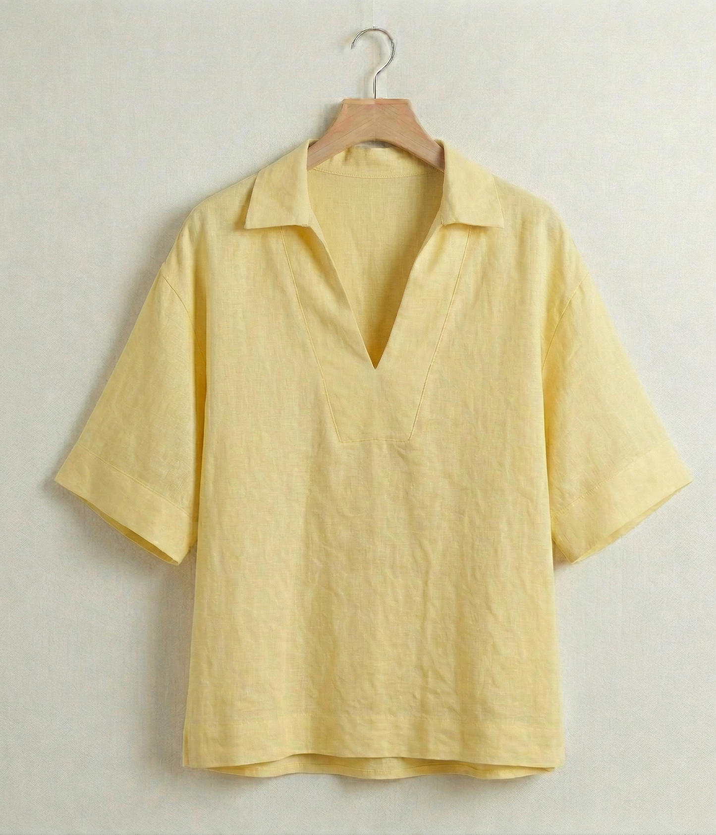 Vibonanza | Dames Linnen Blouse Korte Mouw