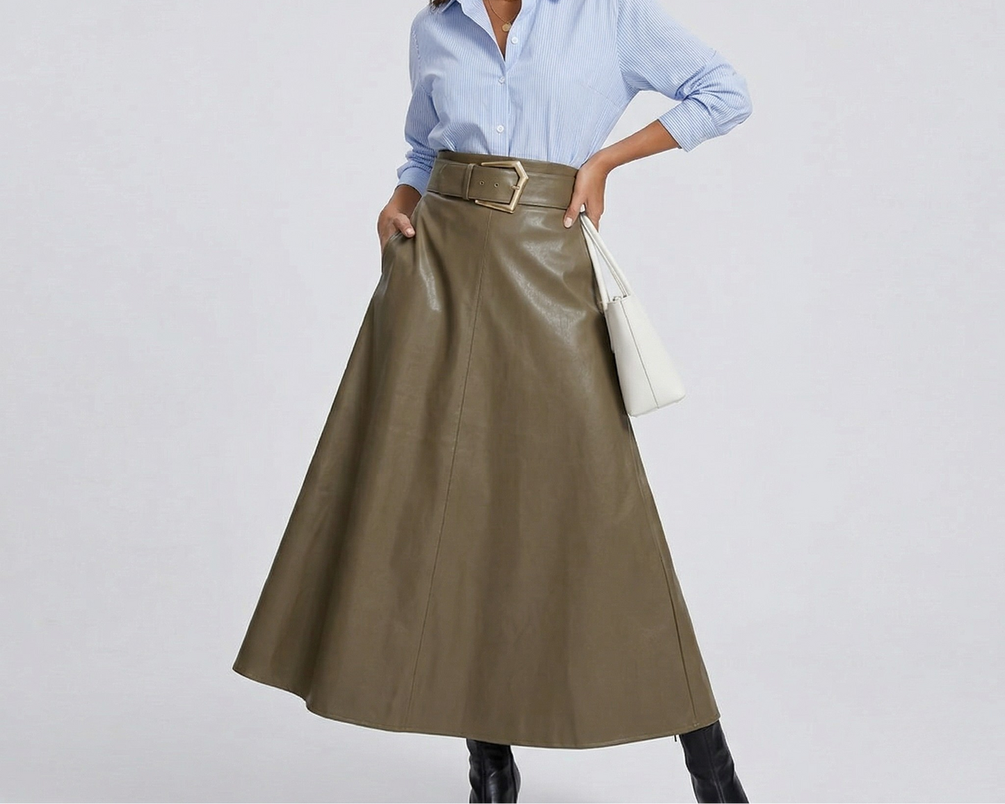 Vibonanza | Dames PU Leren Maxi Rok