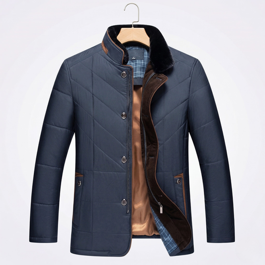 Vibonanza | Stijlvolle Gewatteerde Herenwinterjas Navy Blauw