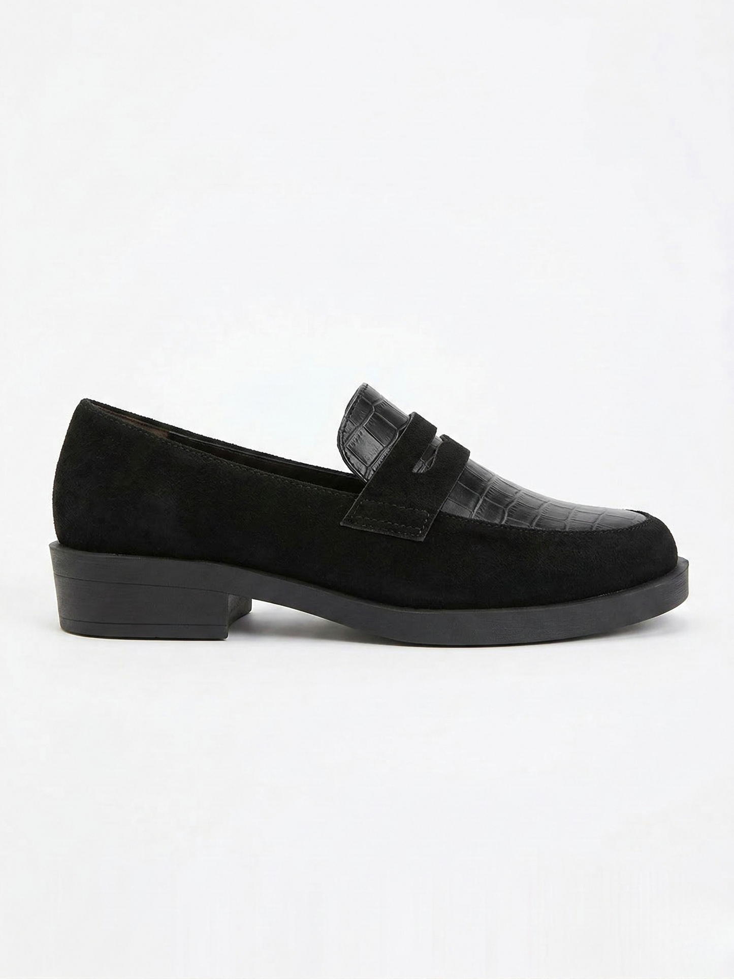 Vibonanza | Zwarte Leren Damesloafers Croc Patroon
