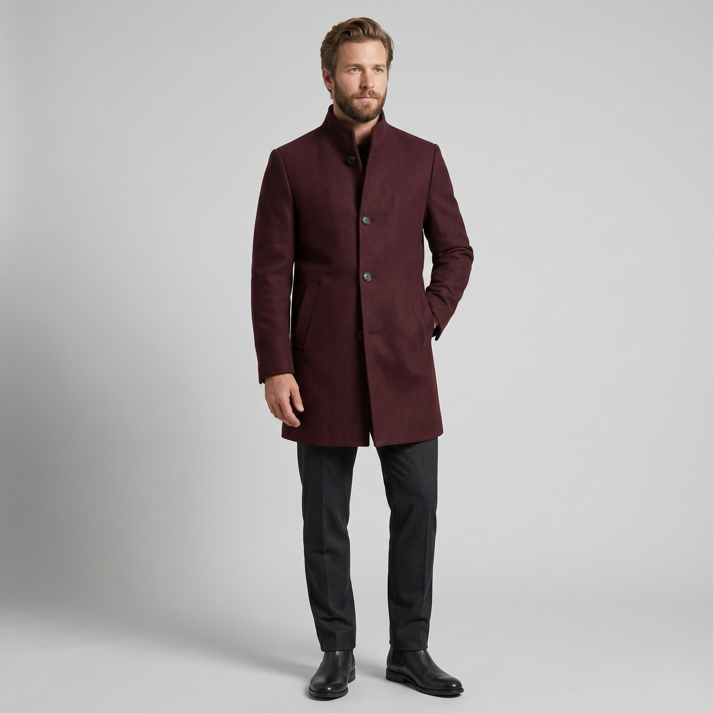 Vibonanza | Herenmantel Wol Bordeau