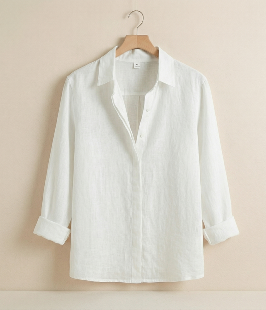 Vibonanza | Elegante Lange Mouw Damesblouse Katoen-Linnen