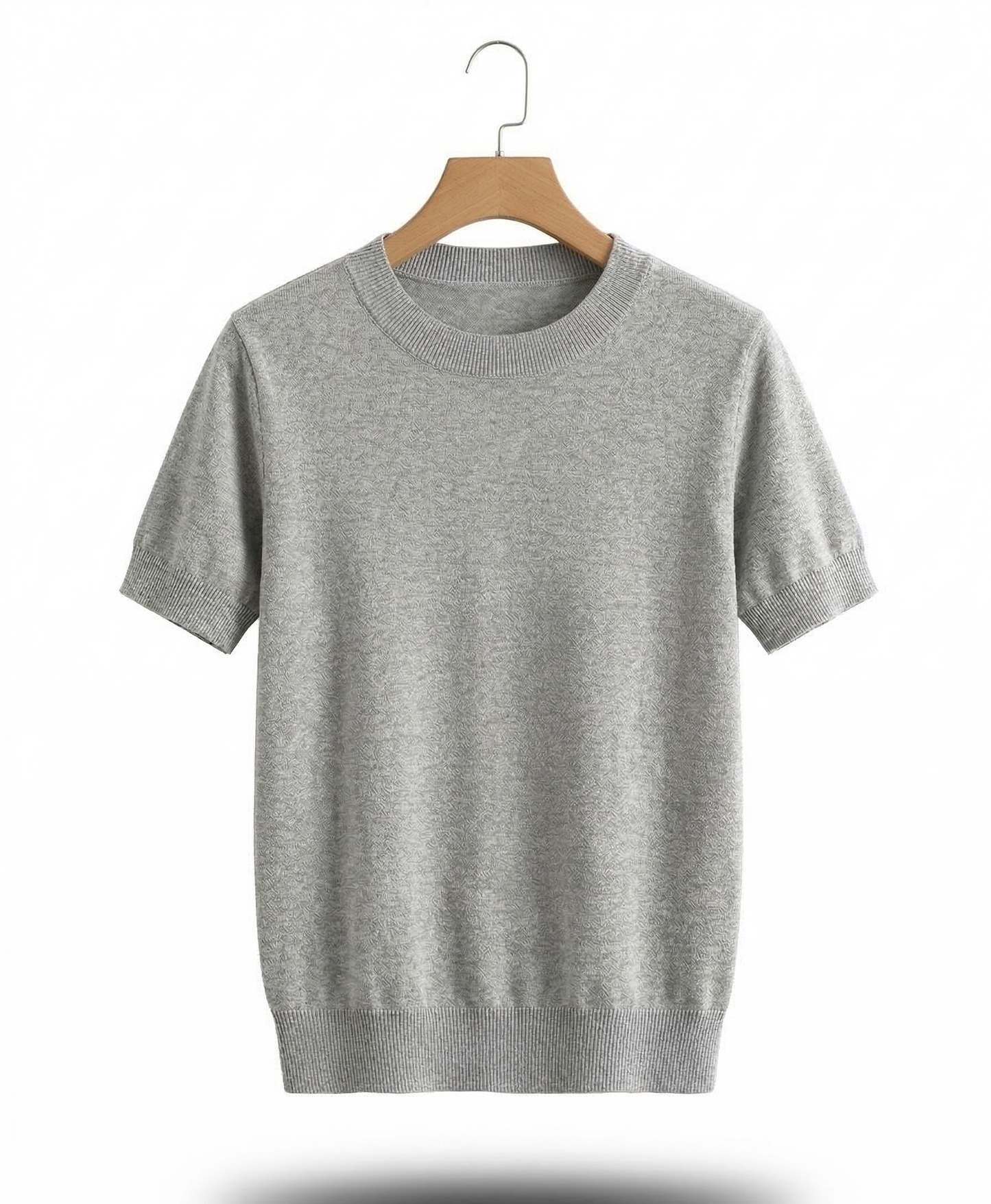 Vibonanza | Grijze T-shirt met Korte Mouw en Zomerstof