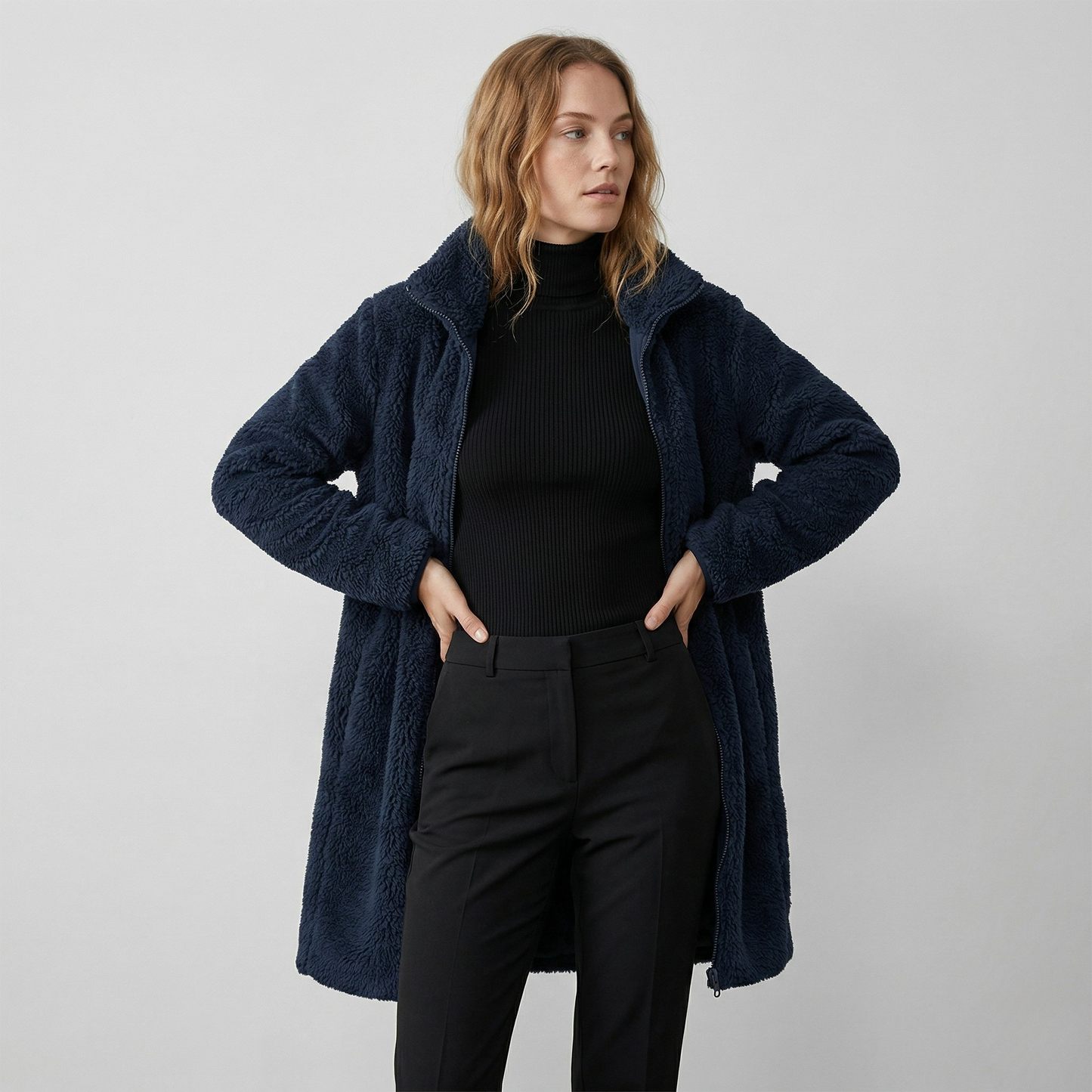 Vibonanza | Dames Lange Winterjas Teddy met Ritssluiting
