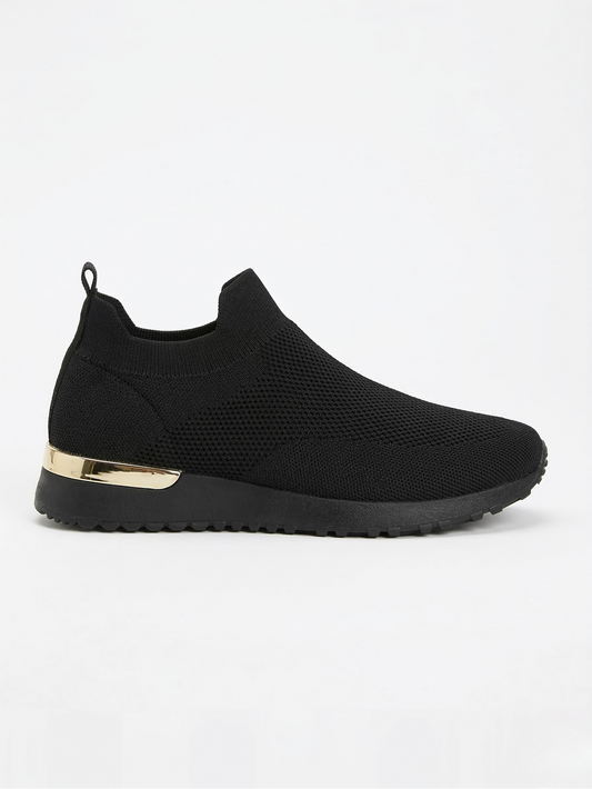 Luchtige Slip-on Sneakers | Zwart Knit | Comfort & Duurzaamheid | Elastische Instap | Brede Pasvorm