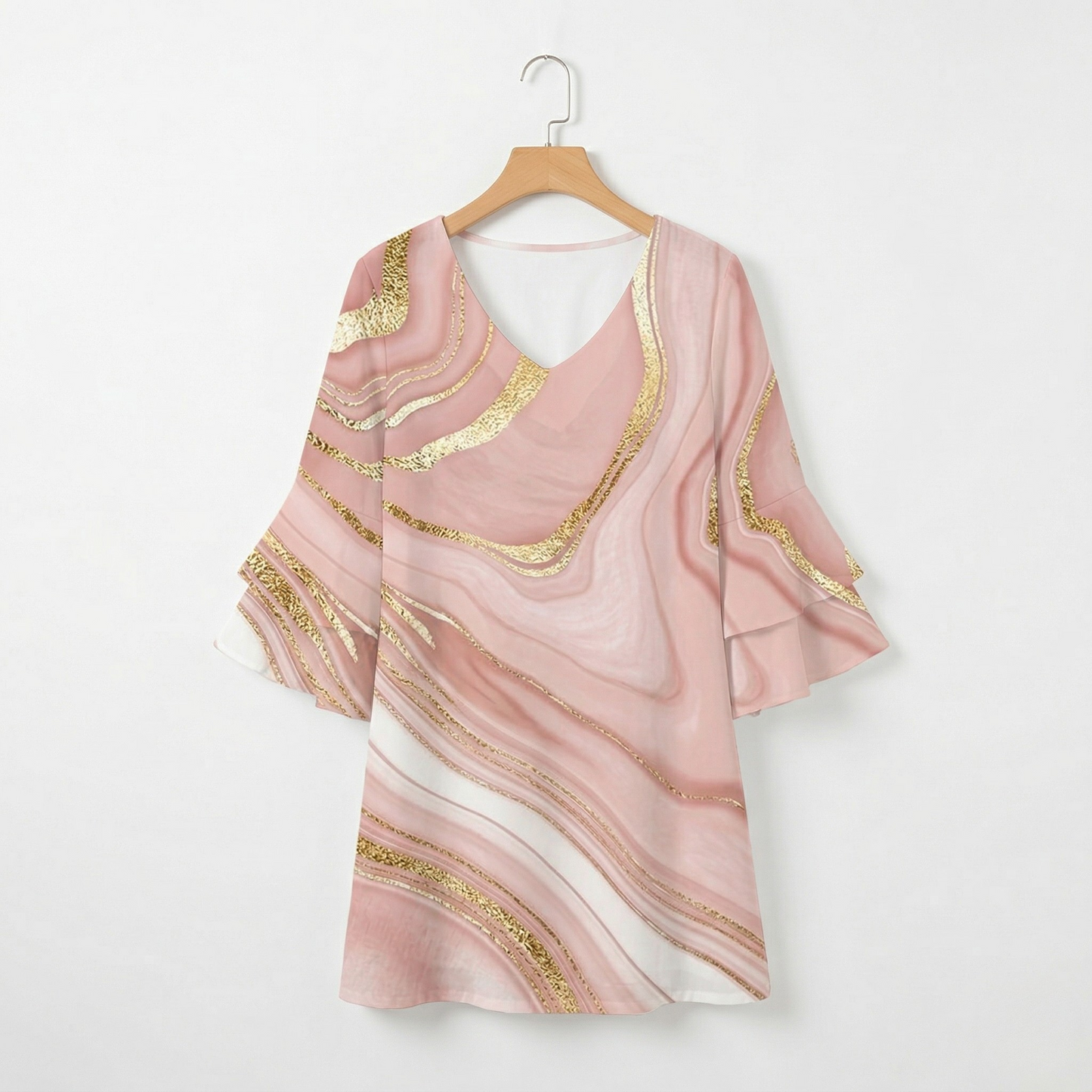 Vibonanza | Midi-jurk met print en gelaagde mouwen
