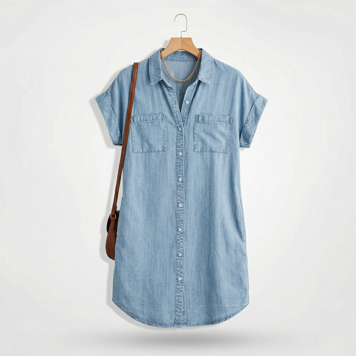 Vibonanza | Dames Denim Jurk Korte Mouw