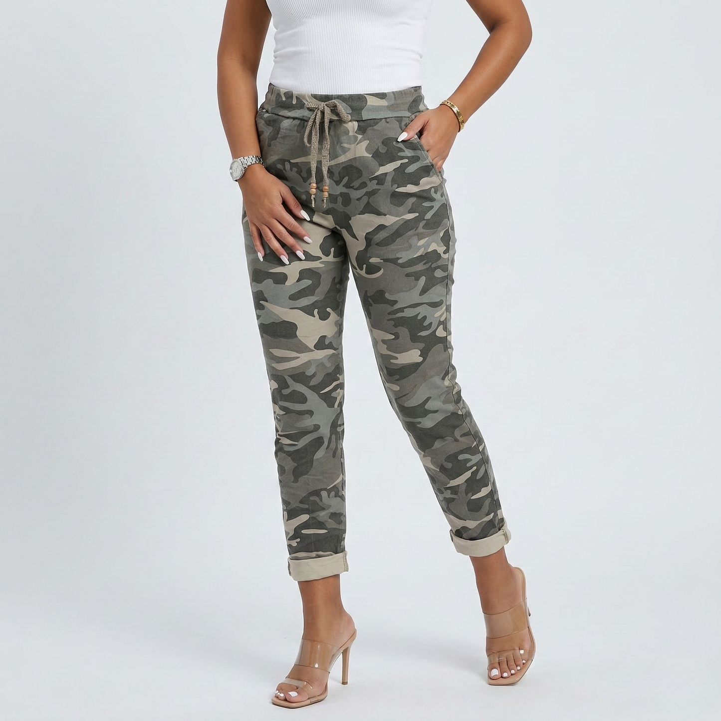 Vibonanza | Camouflage Joggerbroek met Elastische Tailleband