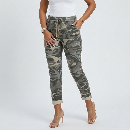 Vibonanza | Camouflage Joggerbroek met Elastische Tailleband