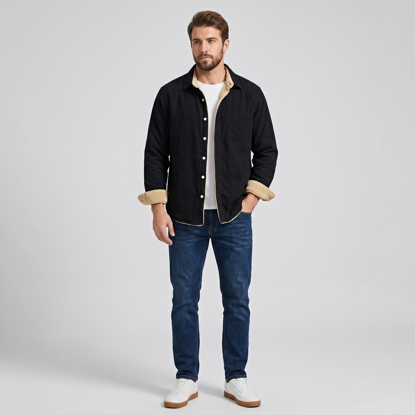 Vibonanza | Heren Fleece Voering Overhemd Groen