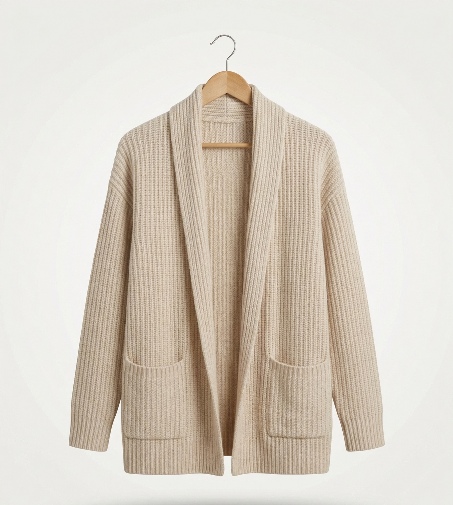 Vibonanza | Oversized Gebreid Vest Lange Mouw Neutraal