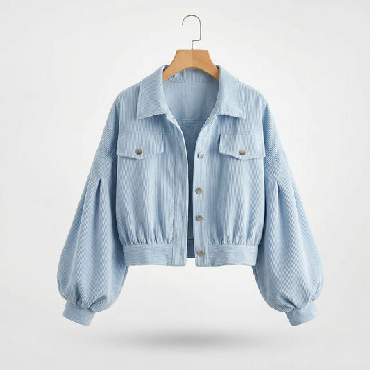 Vibonanza | Dames Corduroy Cropped Jas Metalen Knopen