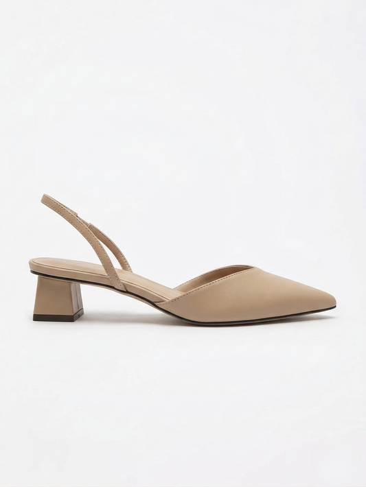 Vibonanza | Beige Leren Slingback Pumps Dames