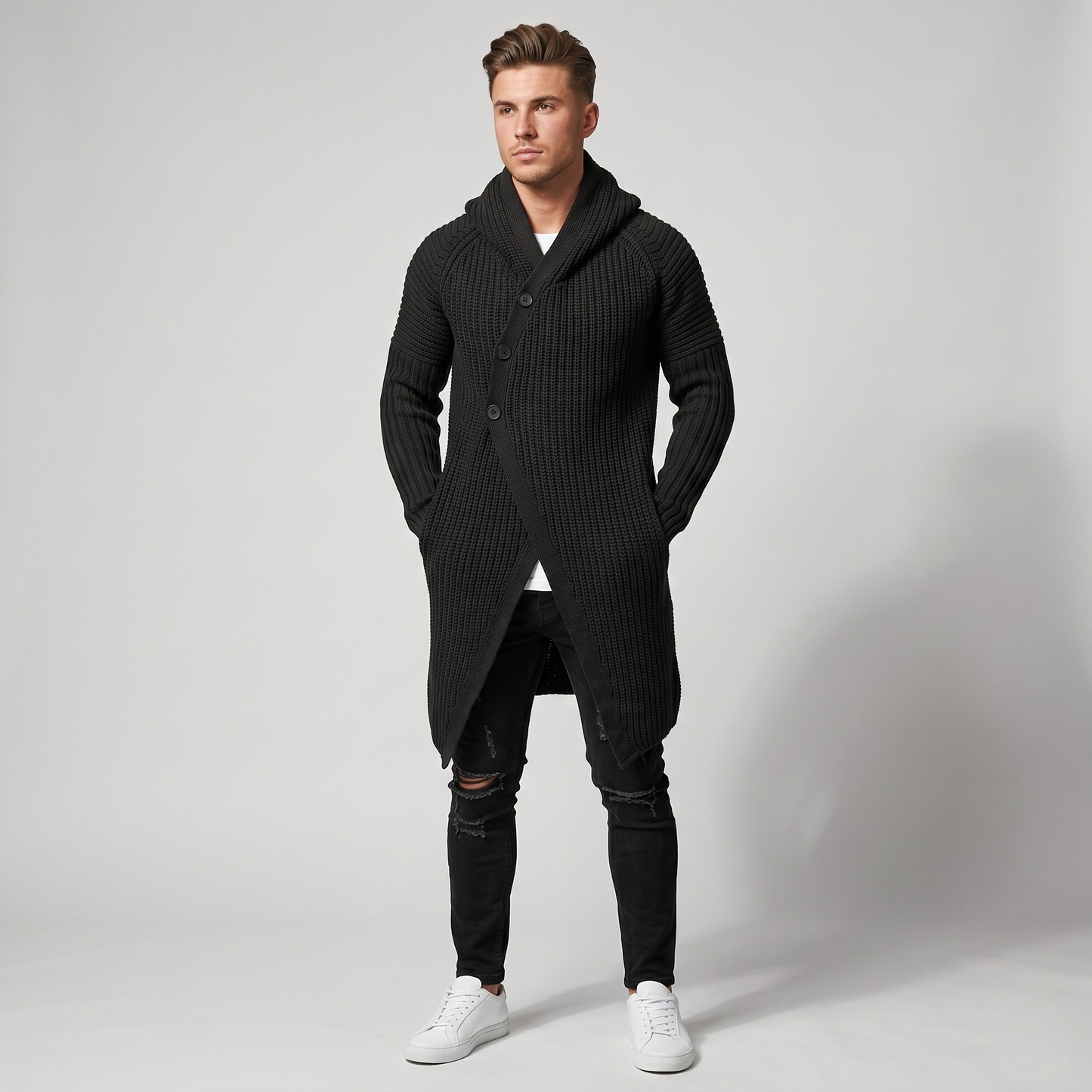 Vibonanza | Herenvest met Capuchon en Asymmetrische Sluiting