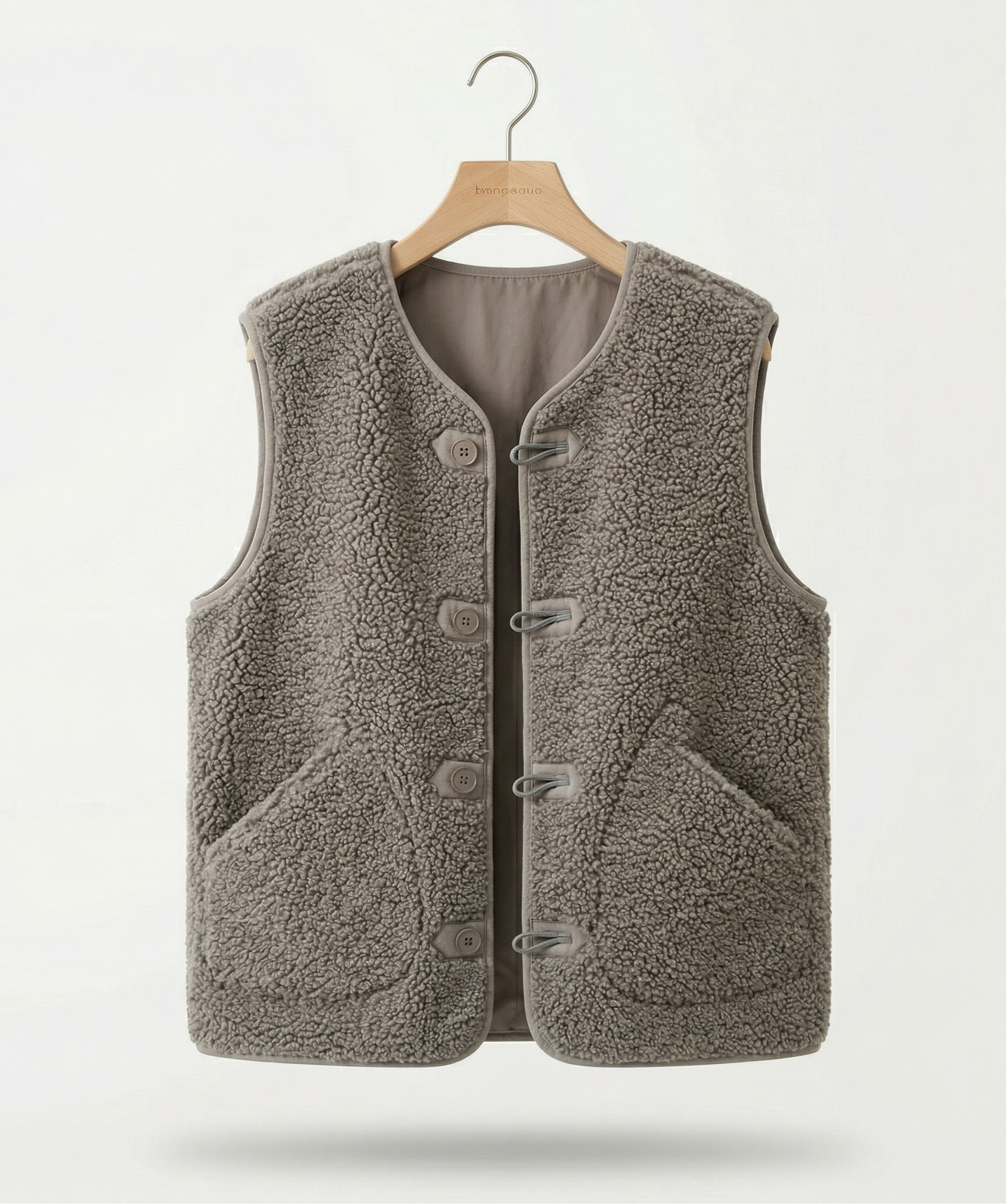 Vibonanza | Lang Taupe Dameswollen Gilet