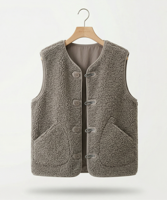 Vibonanza | Lang Taupe Dameswollen Gilet