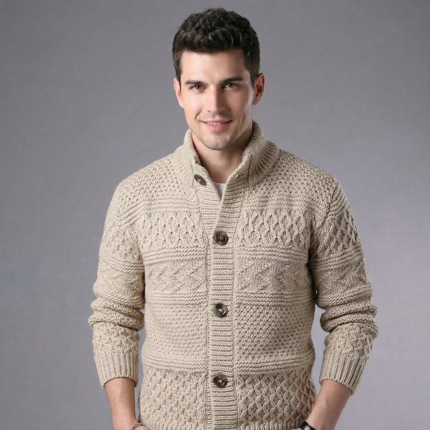 Vibonanza | Gebreid Herenvest Beige Winter