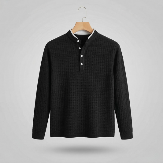 Vibonanza | Heren Henley Trui Zwart