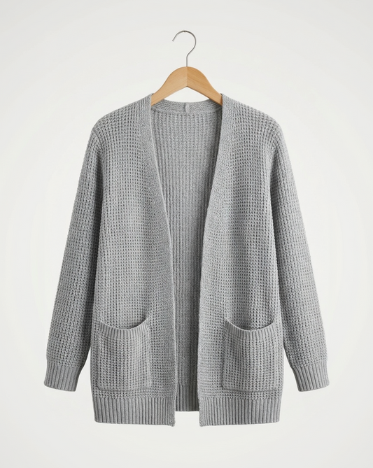Vibonanza | Damesvest V-Hals Met Zakken Effen Kleur