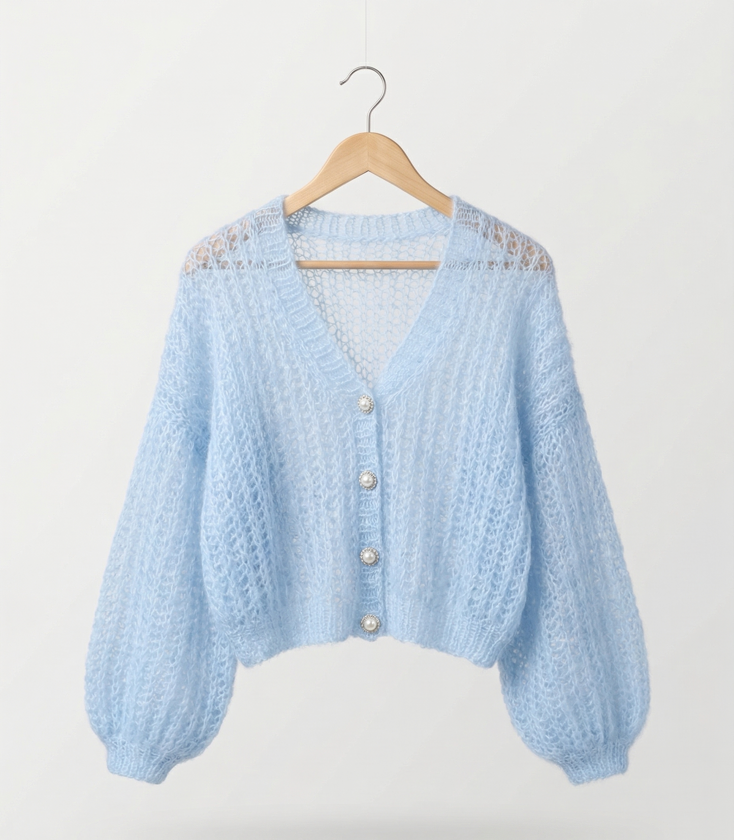 Vibonanza | Oversized V-hals Cardigan Lichtblauw