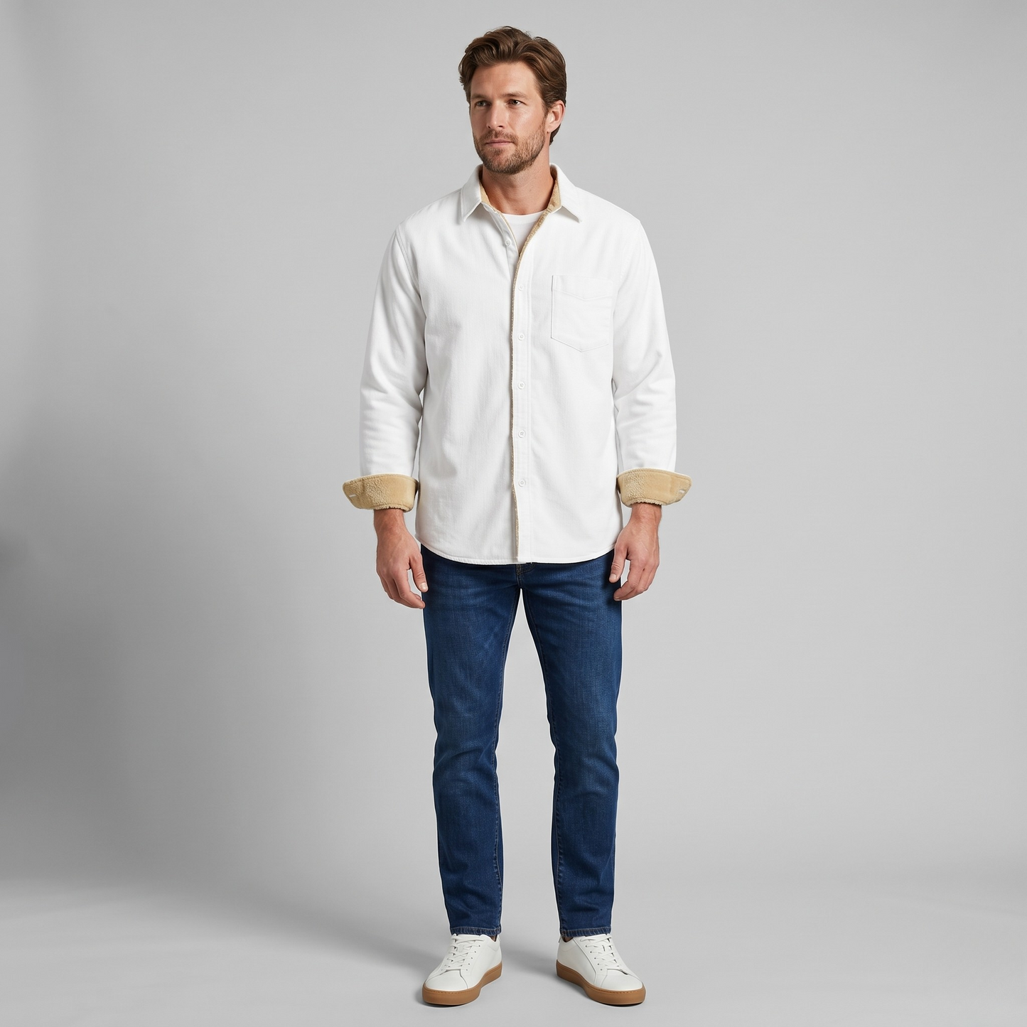 Vibonanza | Heren Fleece Voering Overhemd Groen