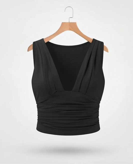 Vibonanza | Zwarte Mouwloze Dames V-hals Top
