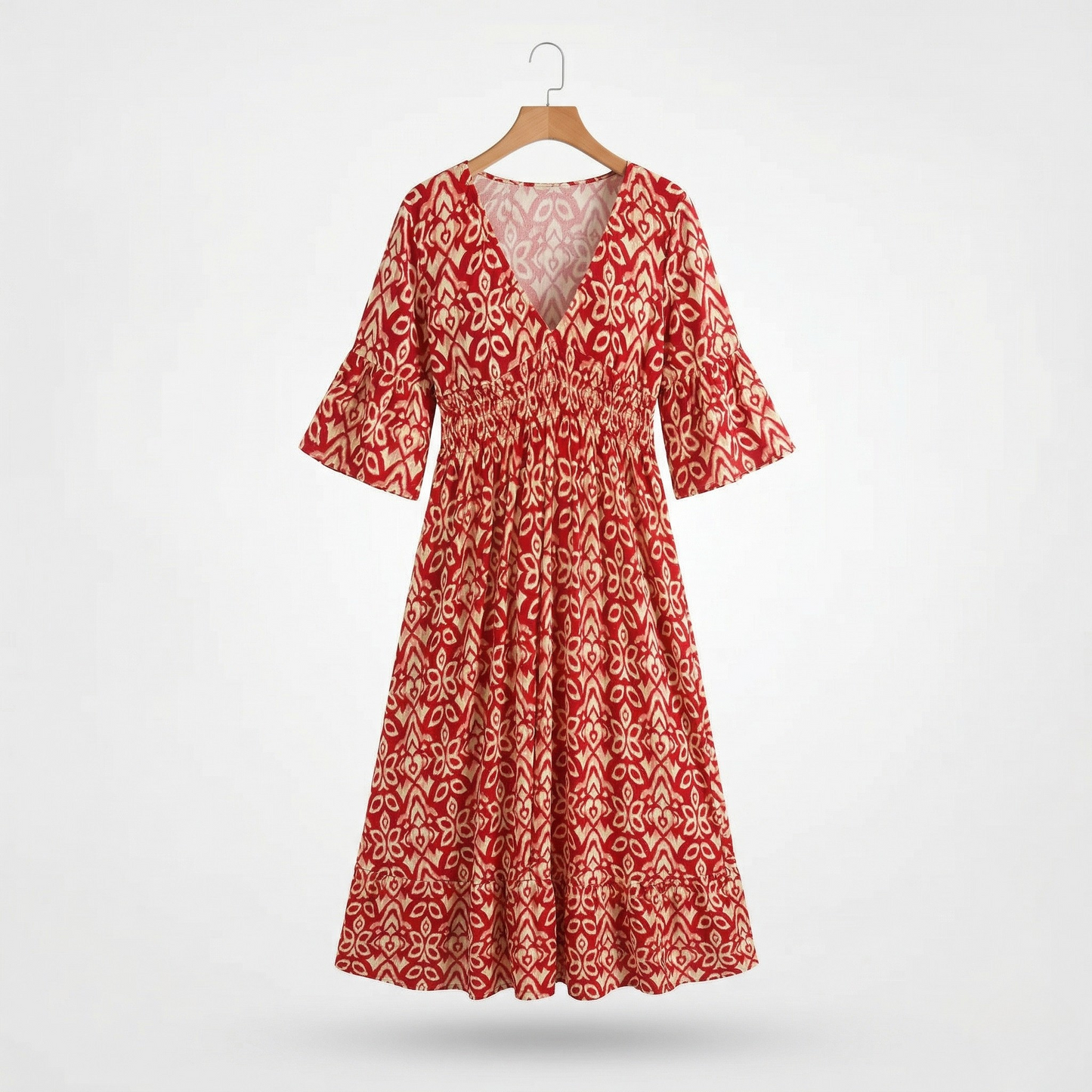 Vibonanza | Maxi Jurk V-hals Bohemian Driekwart Mouw