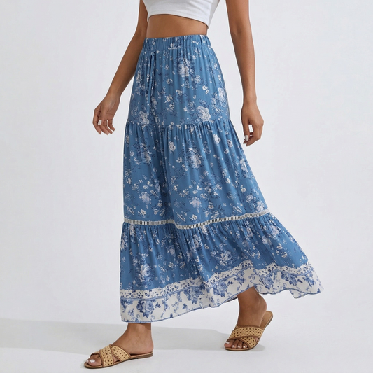 Vibonanza | Vintage Midi Rok met Bloemenprint