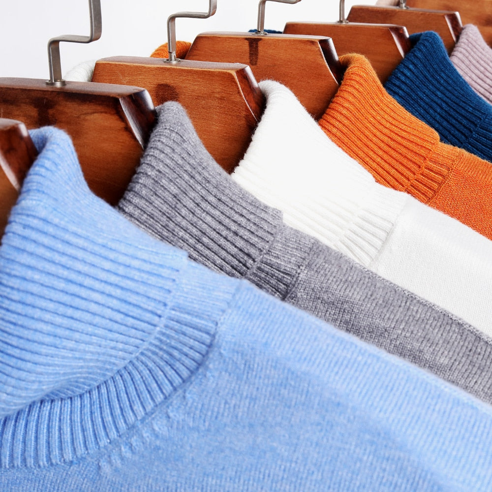 Vibonanza | Blauwe Warme Gebreide Coltrui Heren