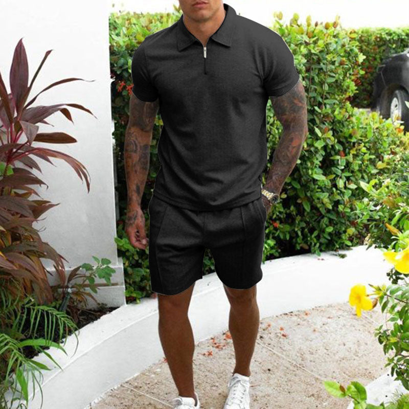 Vibonanza | Zomerse Heren Polo en Short Set in Beige