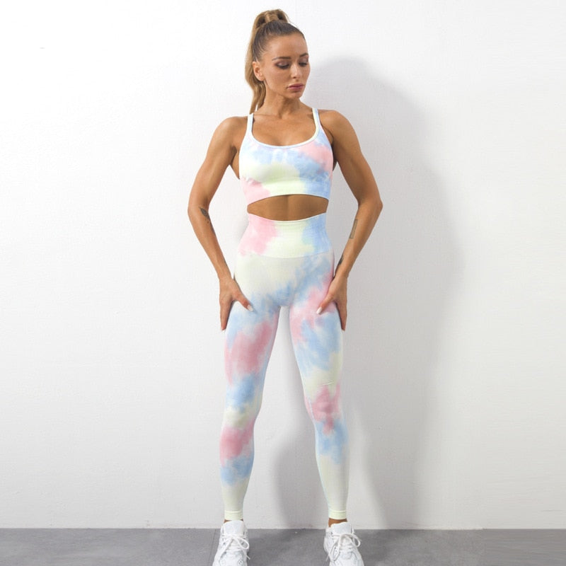 Vibonanza | Dames Tie-Dye Sport-bh en Legging Set