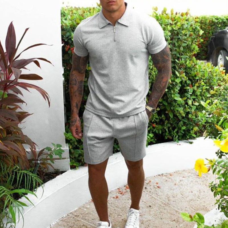 Vibonanza | Zomerse Heren Polo en Short Set in Beige