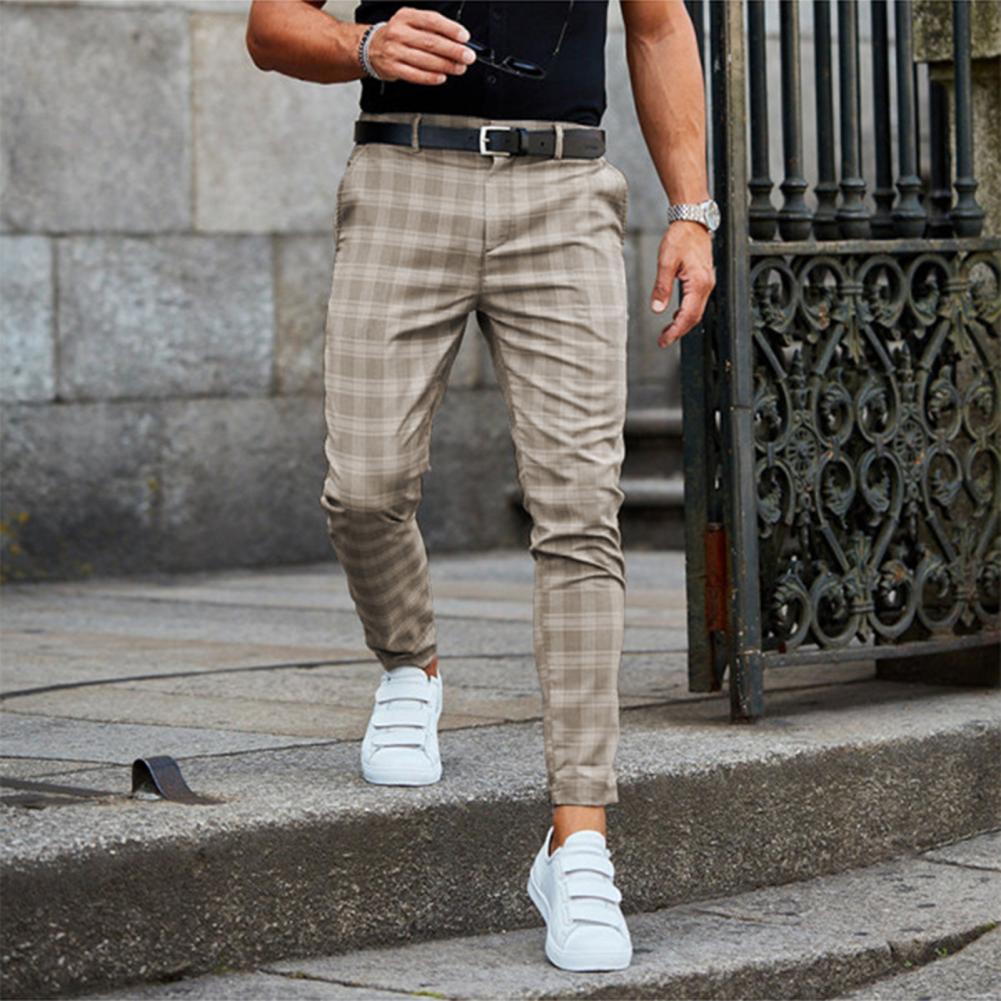 Vibonanza | Slim Fit Heren Chino met Ruitenpatroon