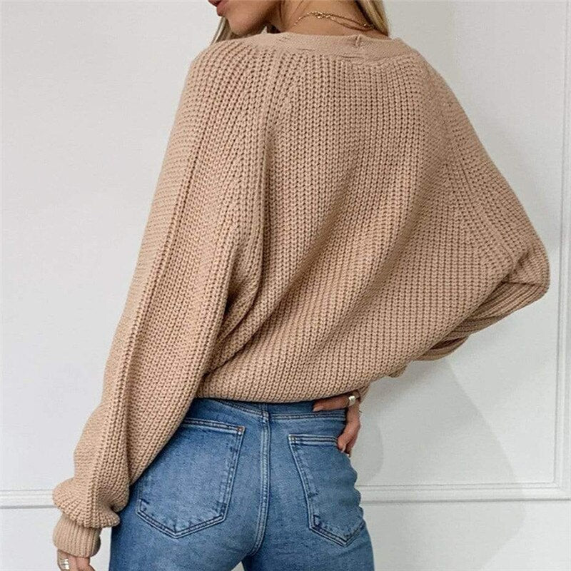 Vibonanza | Dames Chunky Knit Vest met V-hals en Ballonmouwen - Beige