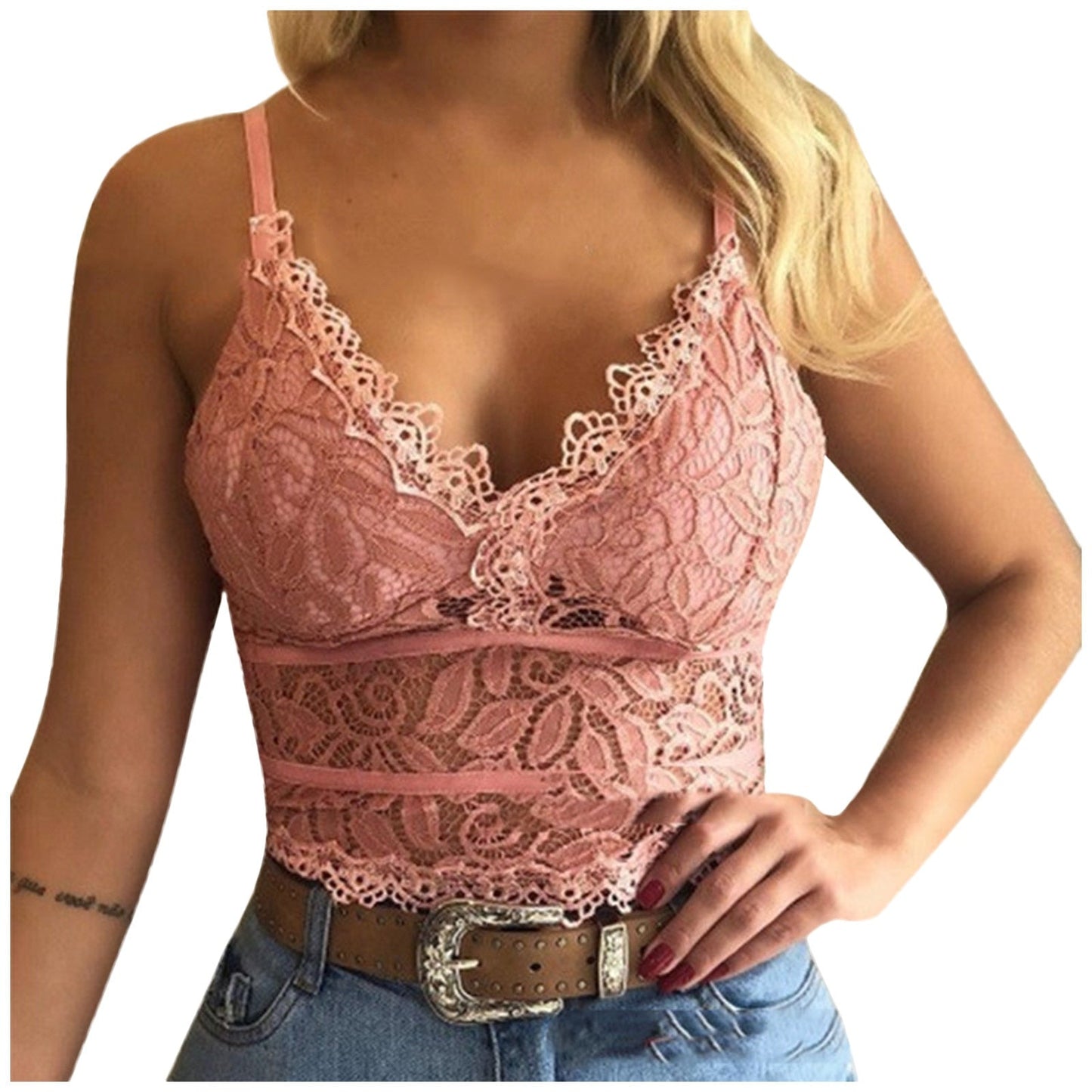 Vibonanza | Zomerse Mesh Top met V-hals en Verstelbare Bandjes