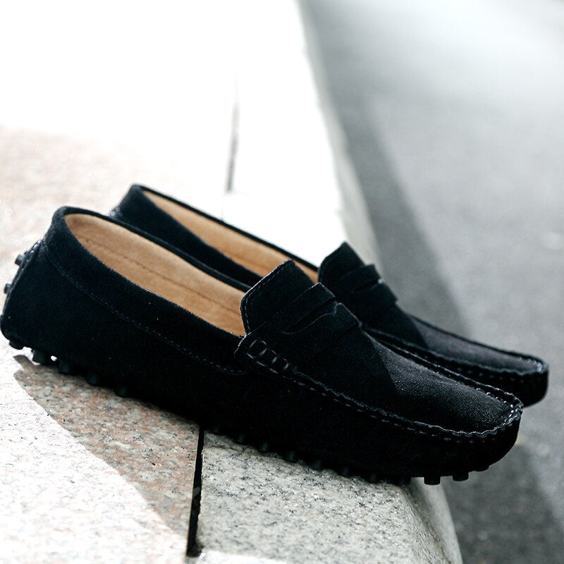 Vibonanza | Suède Heren Moccassins Met Rubberen Zool