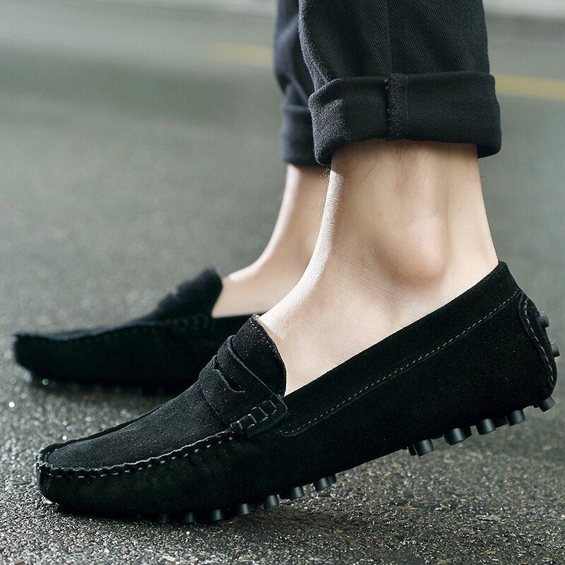 Vibonanza | Suède Heren Moccassins Met Rubberen Zool