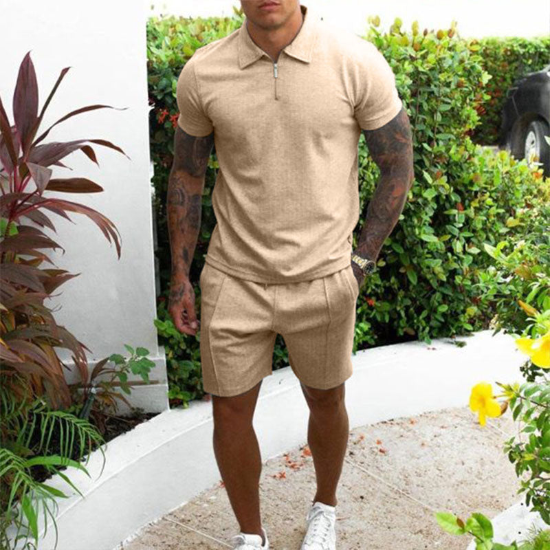 Vibonanza | Zomerse Heren Polo en Short Set in Beige