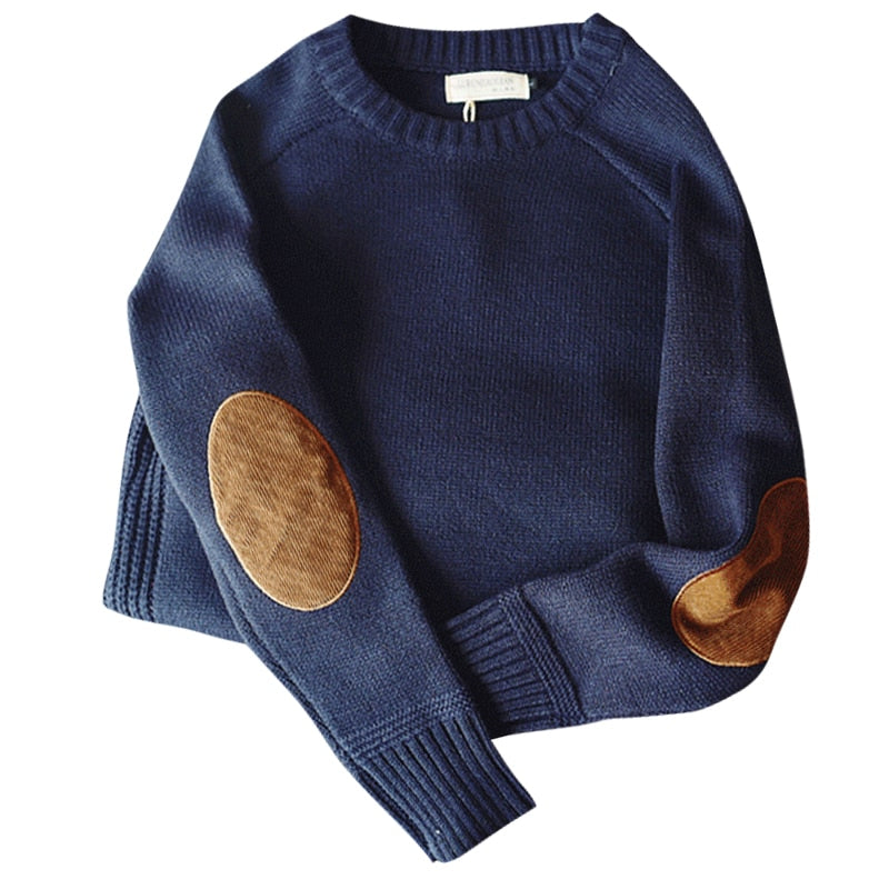 Vibonanza | Heren Wintertrui met Leren Elleboog Patches