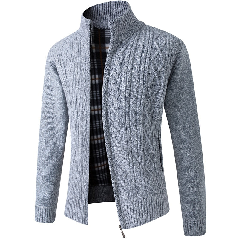 Vibonanza | Heren Grijs Kabelpatroon Gebreid Vest
